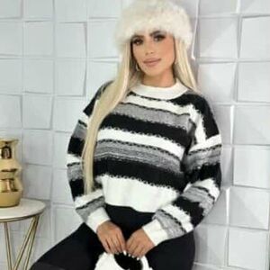 Striped Black and White Women's Sweater